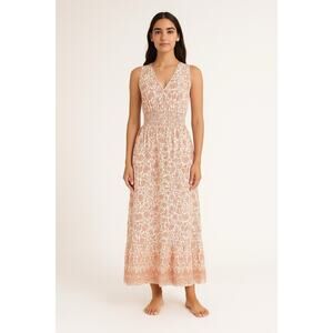 Roan & Ryan Sleeveless Midi Shift Dress size Small Cottagecore Floral Pink Boho